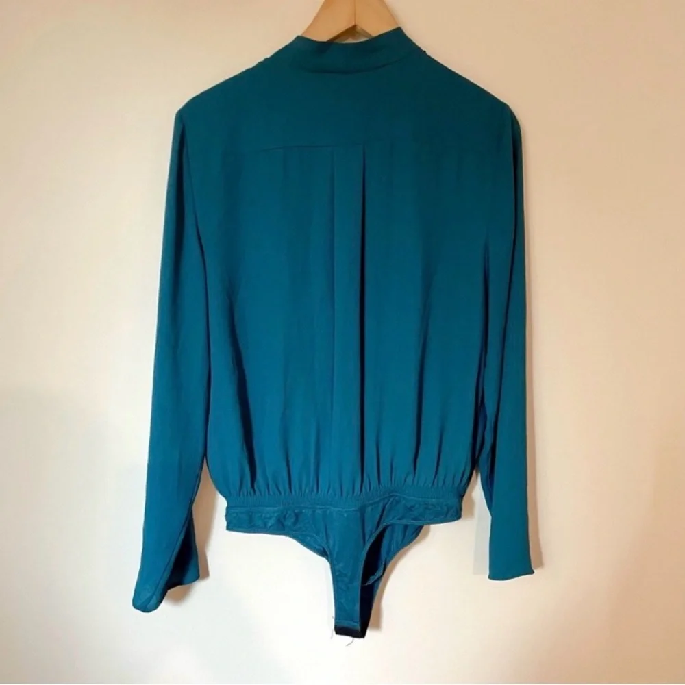 Aritzia Babaton Edgar's Teal Tie Front Bodysuit Size Large - Picture 3 of 6